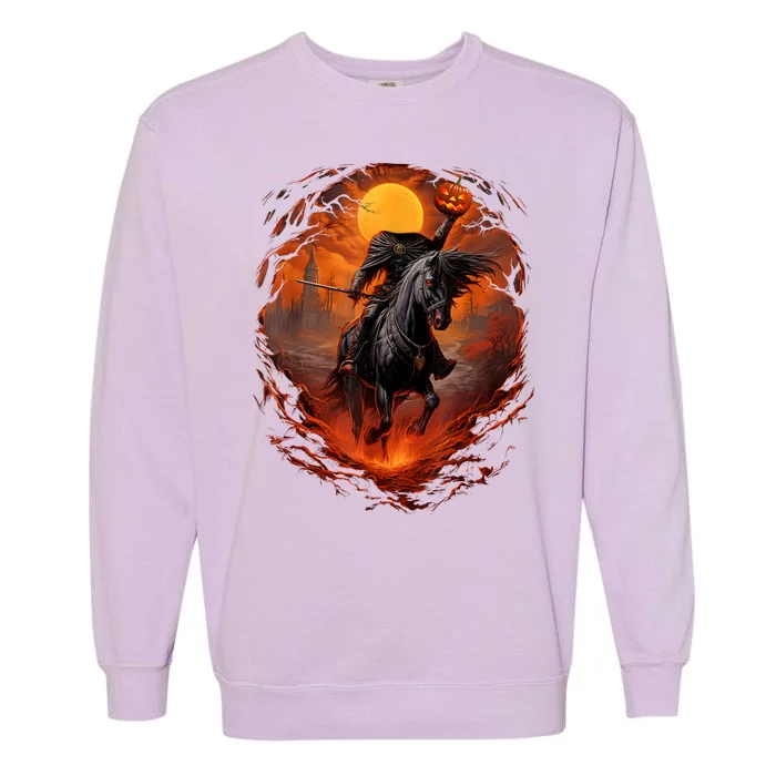 Halloween Scary Pumpkin Headless Horseman AI Garment-Dyed Sweatshirt