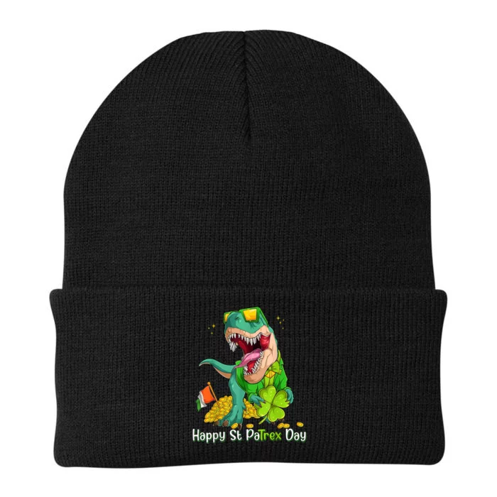 Happy St Pat Trex Day Dino St Patricks Day Toddler Boys Gift Knit Cap Winter Beanie