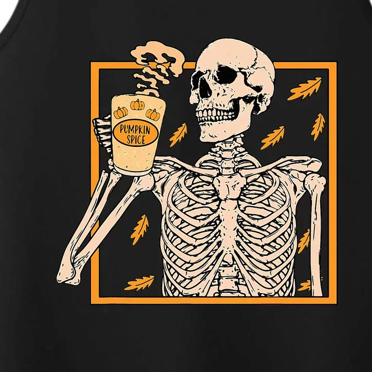 Halloween Skeleton Pumpkin Spice Latte Syrup Creamer Performance Tank