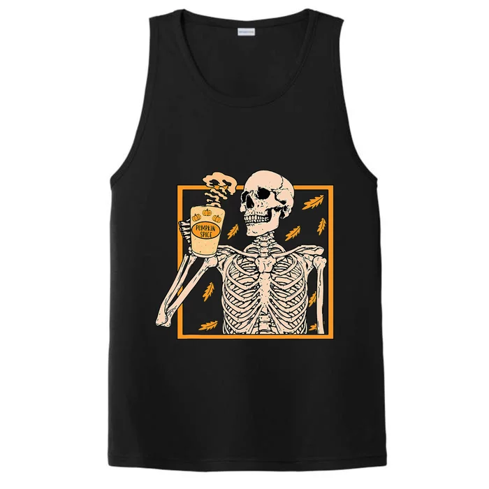 Halloween Skeleton Pumpkin Spice Latte Syrup Creamer Performance Tank