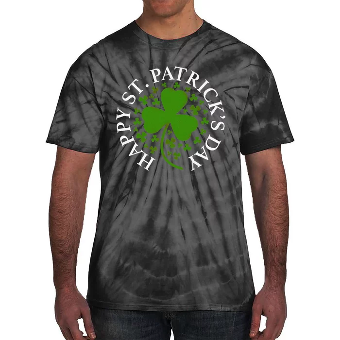 Happy St Patricks Day Leopard Print Rainbow Shamrock Irish Tie-Dye T-Shirt