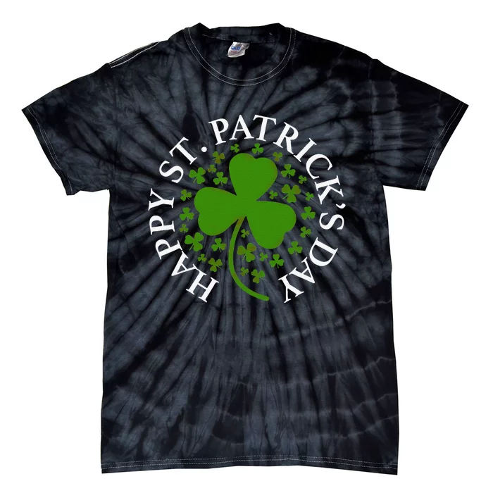 Happy St Patricks Day Leopard Print Rainbow Shamrock Irish Tie-Dye T-Shirt