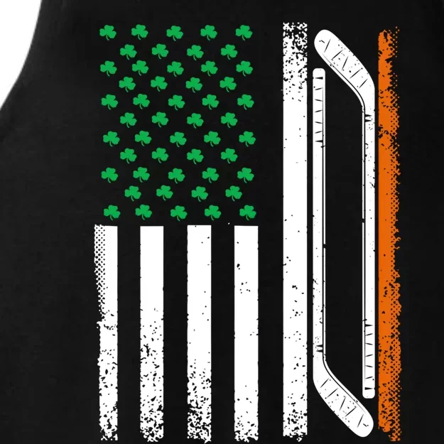 Hockey St Patricks Day Cool Gift Patriot American Flag Gift Ladies Tri-Blend Wicking Tank