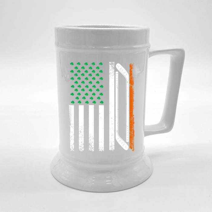 Hockey St Patricks Day Cool Gift Patriot American Flag Gift Front & Back Beer Stein