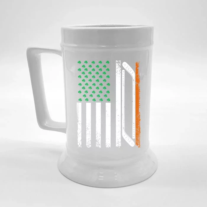 Hockey St Patricks Day Cool Gift Patriot American Flag Gift Front & Back Beer Stein