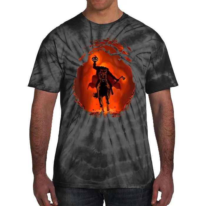 Halloween Scary Pumpkin Headless Horseman Tie-Dye T-Shirt