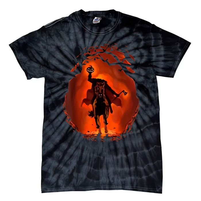 Halloween Scary Pumpkin Headless Horseman Tie-Dye T-Shirt