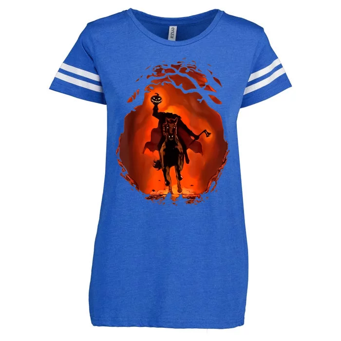 Halloween Scary Pumpkin Headless Horseman Enza Ladies Jersey Football T-Shirt