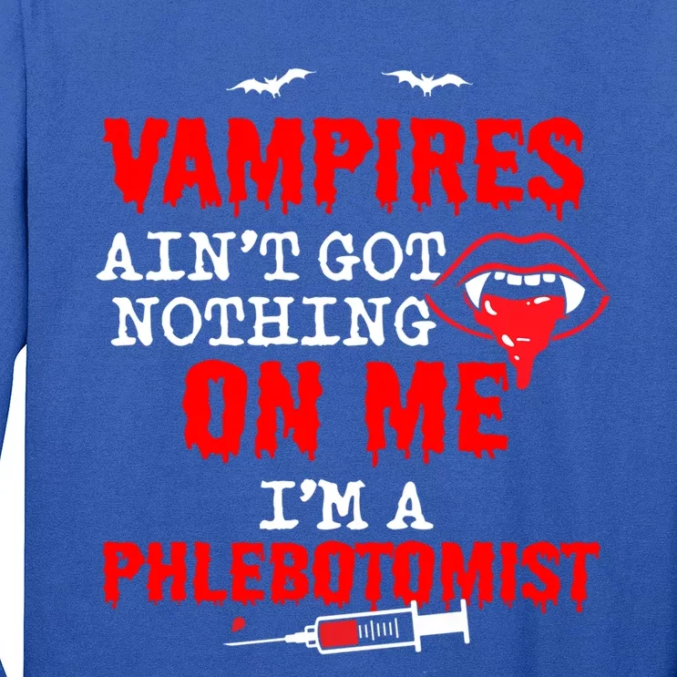 Halloween Spooky Phlebotomist Phlebotomy Nurse Tech Gift Long Sleeve Shirt