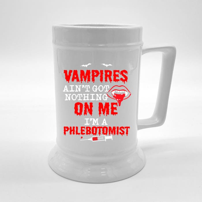 Halloween Spooky Phlebotomist Phlebotomy Nurse Tech Gift Front & Back Beer Stein