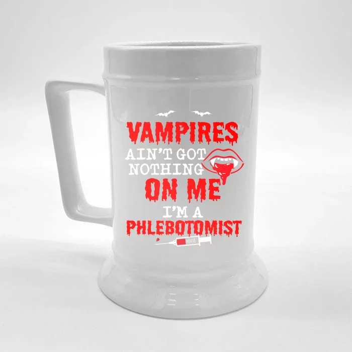 Halloween Spooky Phlebotomist Phlebotomy Nurse Tech Gift Front & Back Beer Stein