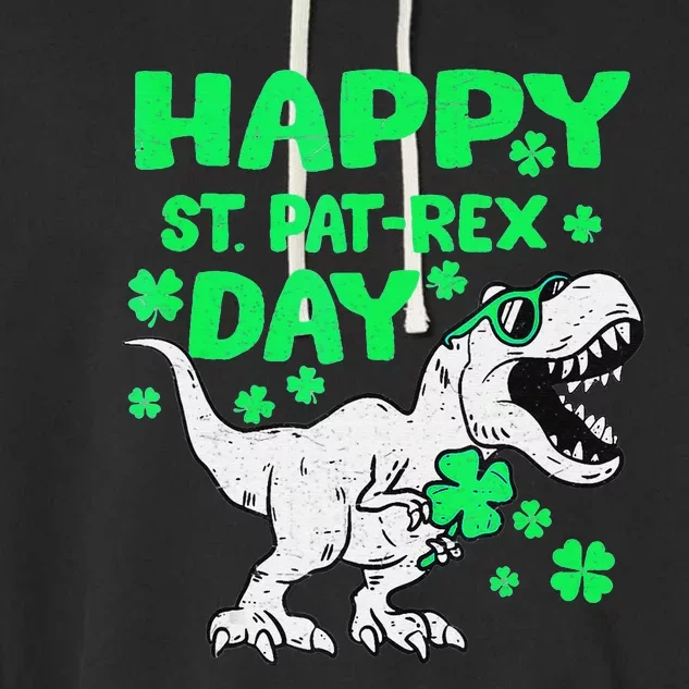 Happy St PaT Rex Dinosaur Saint Patrick's Day Garment-Dyed Fleece Hoodie