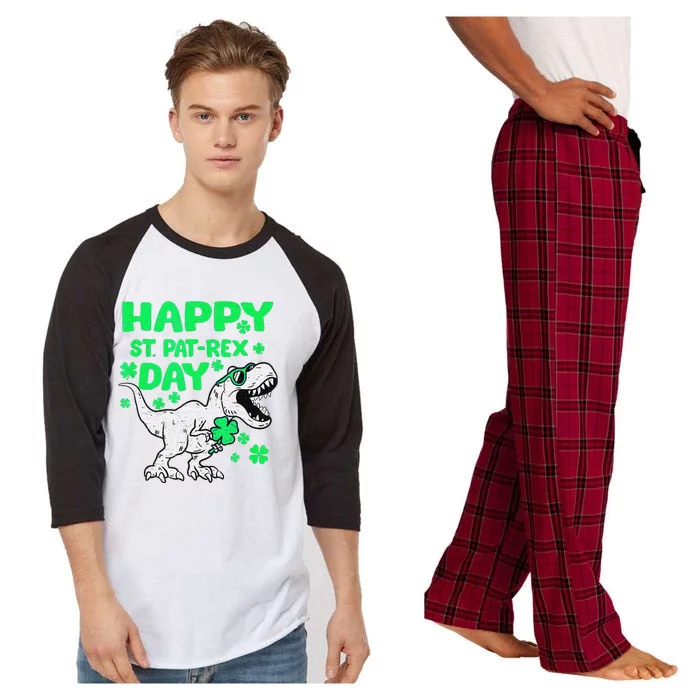 Happy St PaT Rex Dinosaur Saint Patrick's Day Raglan Sleeve Pajama Set