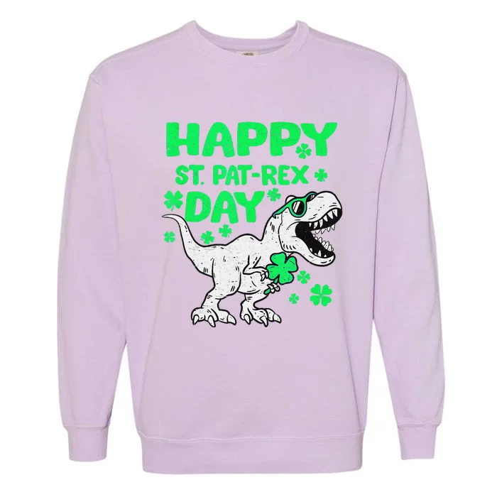 Happy St PaT Rex Dinosaur Saint Patrick's Day Garment-Dyed Sweatshirt