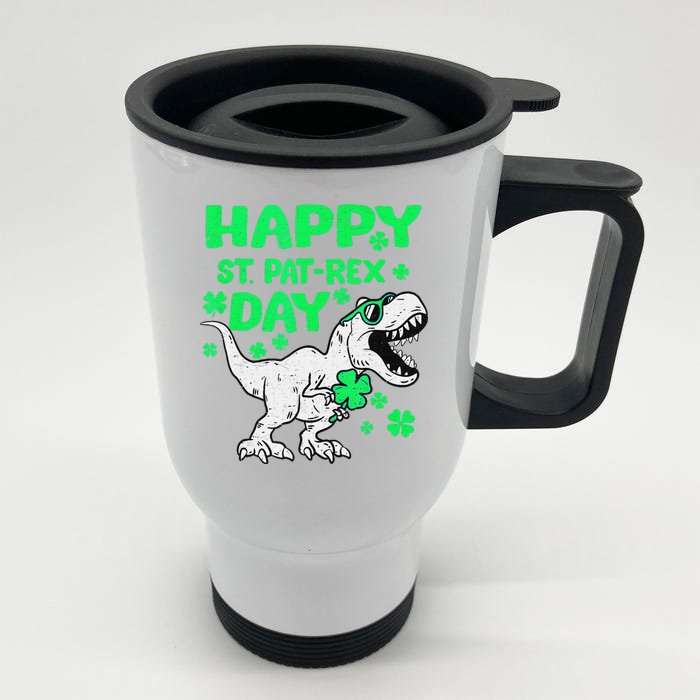 Happy St PaT Rex Dinosaur Saint Patrick's Day Front & Back Stainless Steel Travel Mug