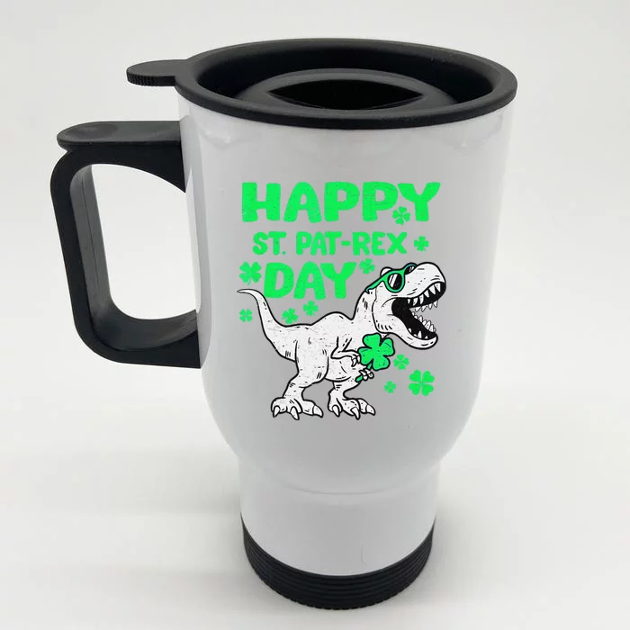 Happy St PaT Rex Dinosaur Saint Patrick's Day Front & Back Stainless Steel Travel Mug