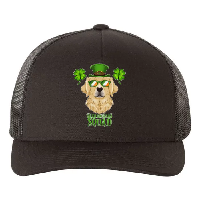 happy St. Patricks Day Golden Retriever Shenanigans apparel Yupoong Adult 5-Panel Trucker Hat