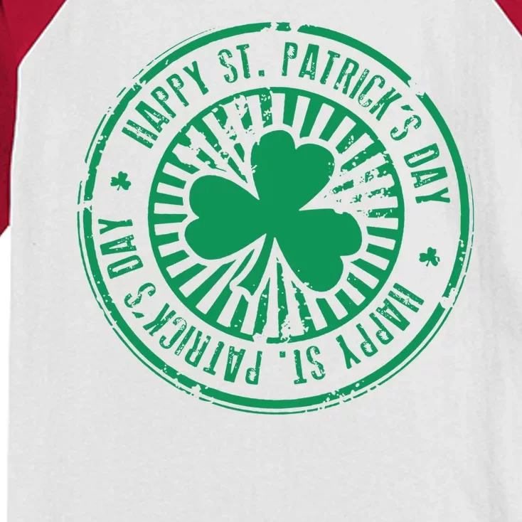 Happy St Patrick's Day Logo Kids Colorblock Raglan Jersey