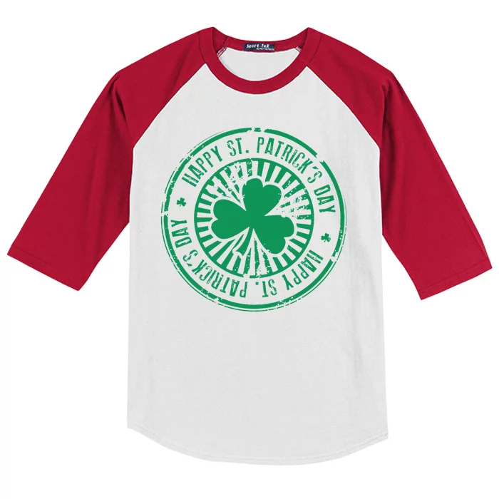 Happy St Patrick's Day Logo Kids Colorblock Raglan Jersey