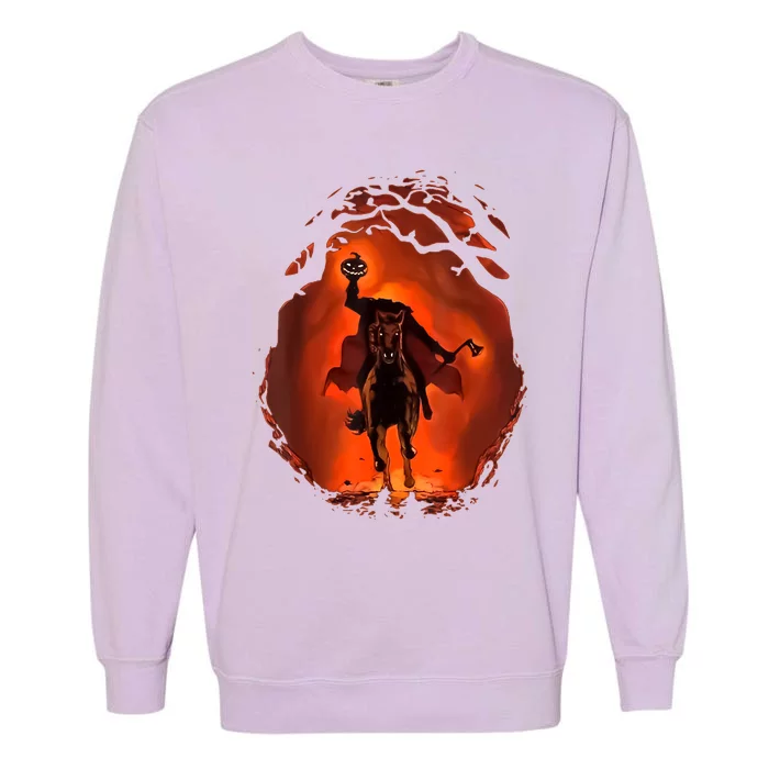 Halloween Scary Pumpkin Headless Horseman Garment-Dyed Sweatshirt