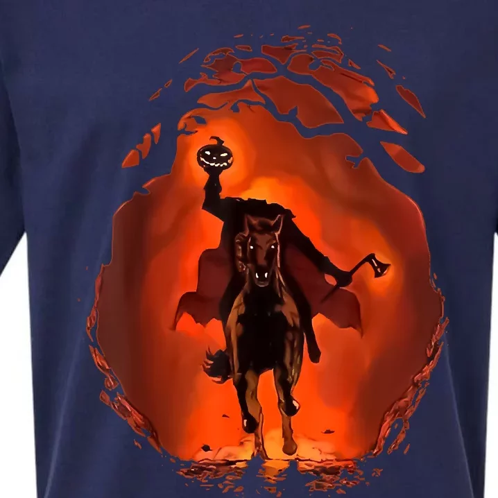 Halloween Scary Pumpkin Headless Horseman Sueded Cloud Jersey T-Shirt