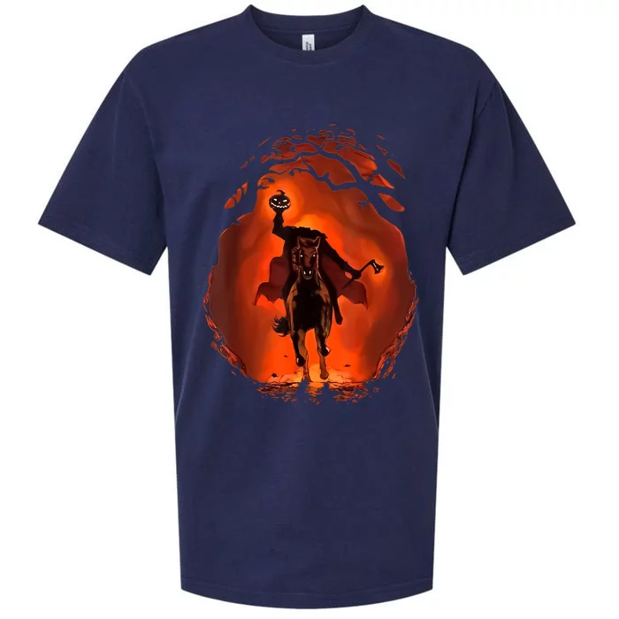 Halloween Scary Pumpkin Headless Horseman Sueded Cloud Jersey T-Shirt