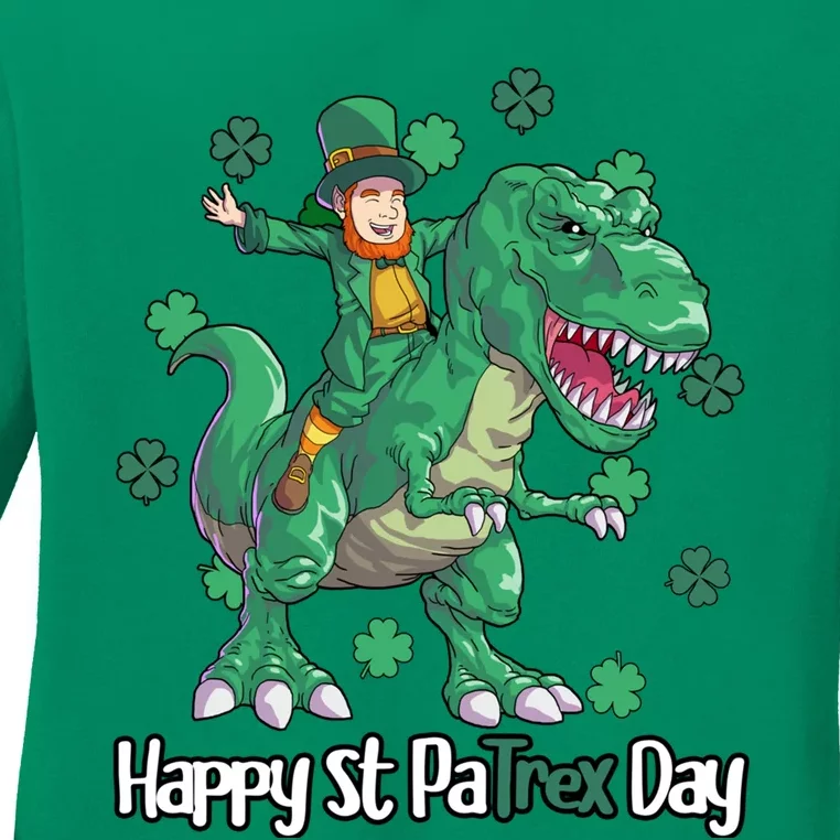 Happy St Patrex Day Leprechaun Ladies Long Sleeve Shirt