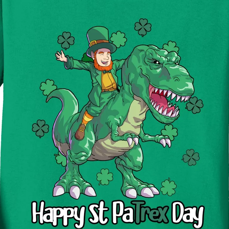 Happy St Patrex Day Leprechaun Kids Long Sleeve Shirt