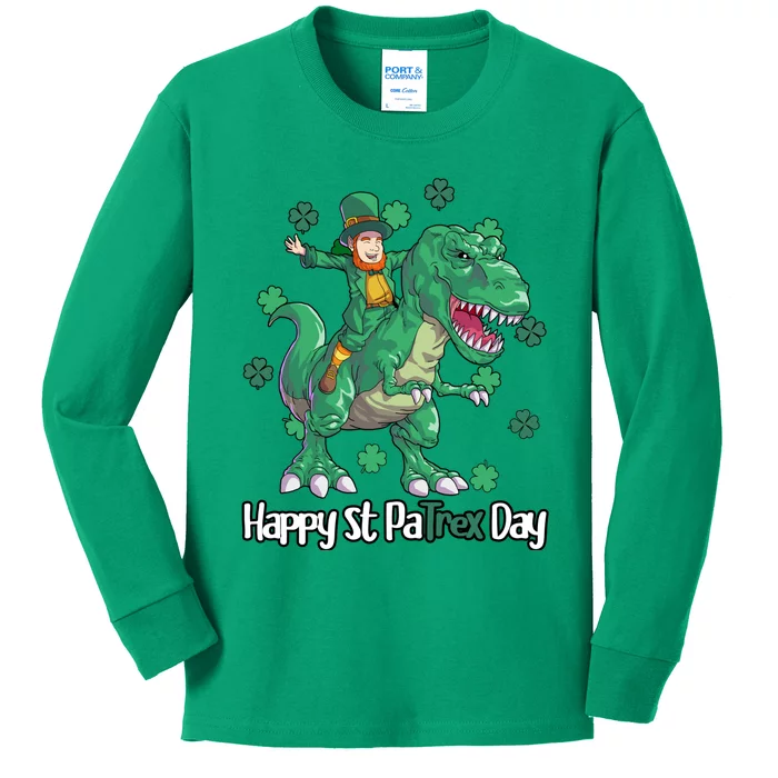 Happy St Patrex Day Leprechaun Kids Long Sleeve Shirt