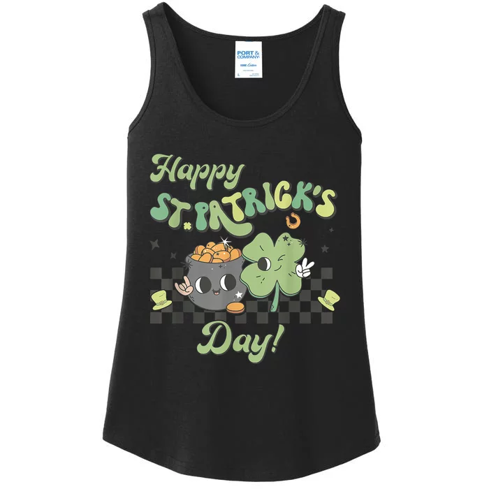 Happy St Patrick's Day Shamrock Clover Ladies Essential Tank