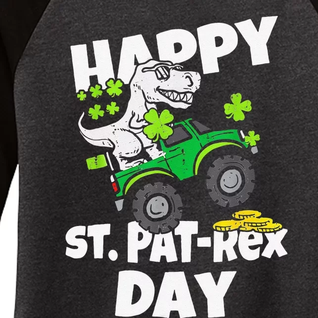 Happy St Pat T Rex Day Cute Dinosaurus St Patrick's Day Women's Tri-Blend 3/4-Sleeve Raglan Shirt