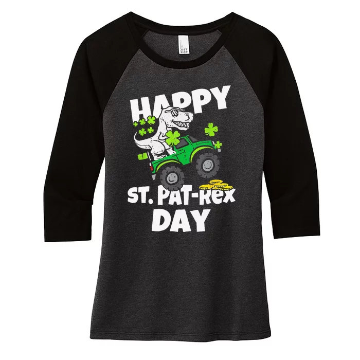 Happy St Pat T Rex Day Cute Dinosaurus St Patrick's Day Women's Tri-Blend 3/4-Sleeve Raglan Shirt