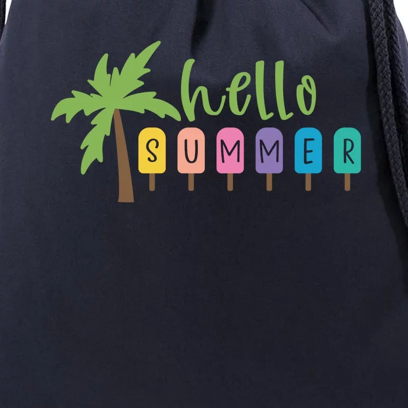 Hello Summer Popsicles Tropical Drawstring Bag