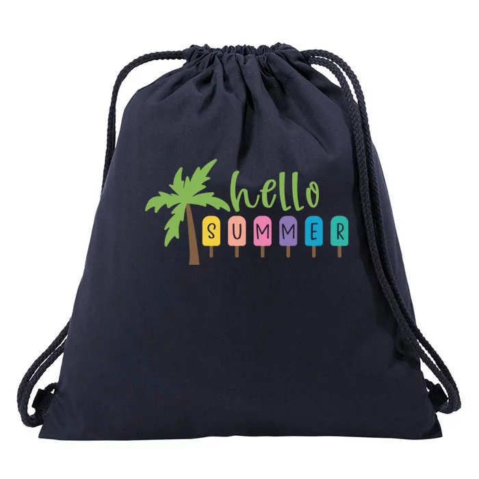 Hello Summer Popsicles Tropical Drawstring Bag