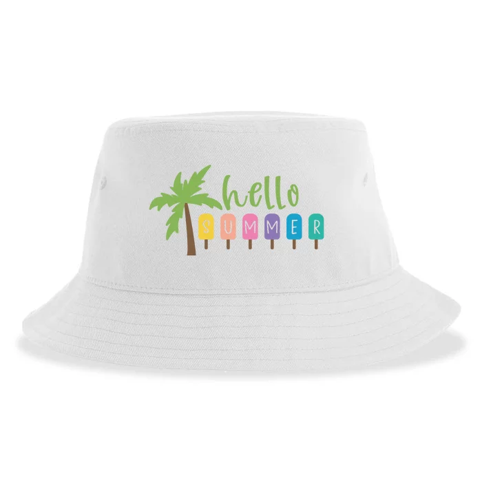 Hello Summer Popsicles Tropical Sustainable Bucket Hat