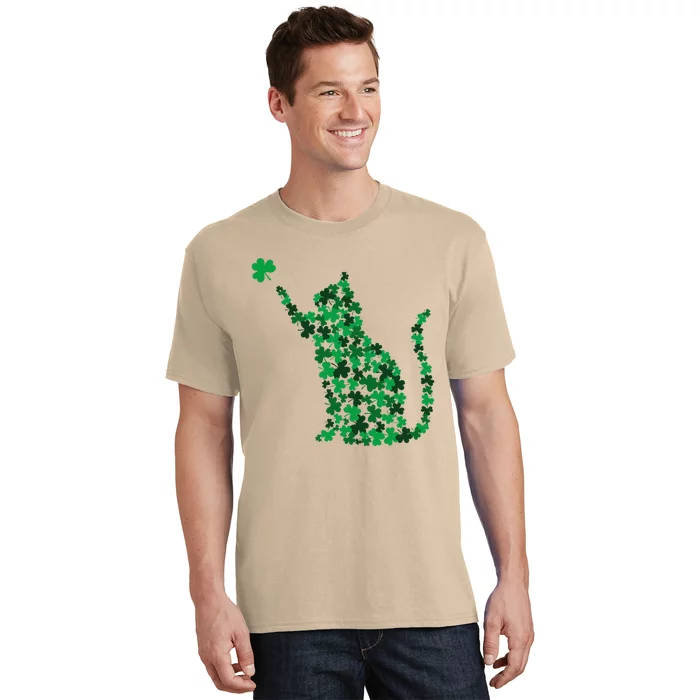 Happy Saint Patrick's Day Shamrock Cat T-Shirt