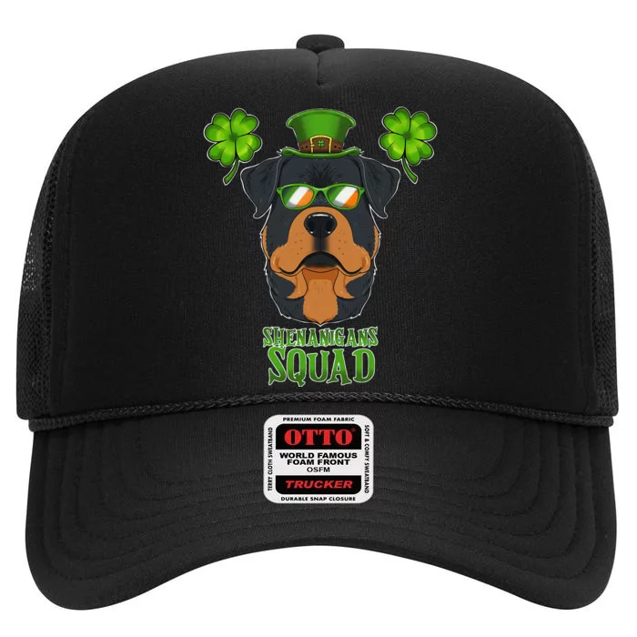 happy St. Patricks Day Rottweiler Shenanigans apparel High Crown Mesh Trucker Hat