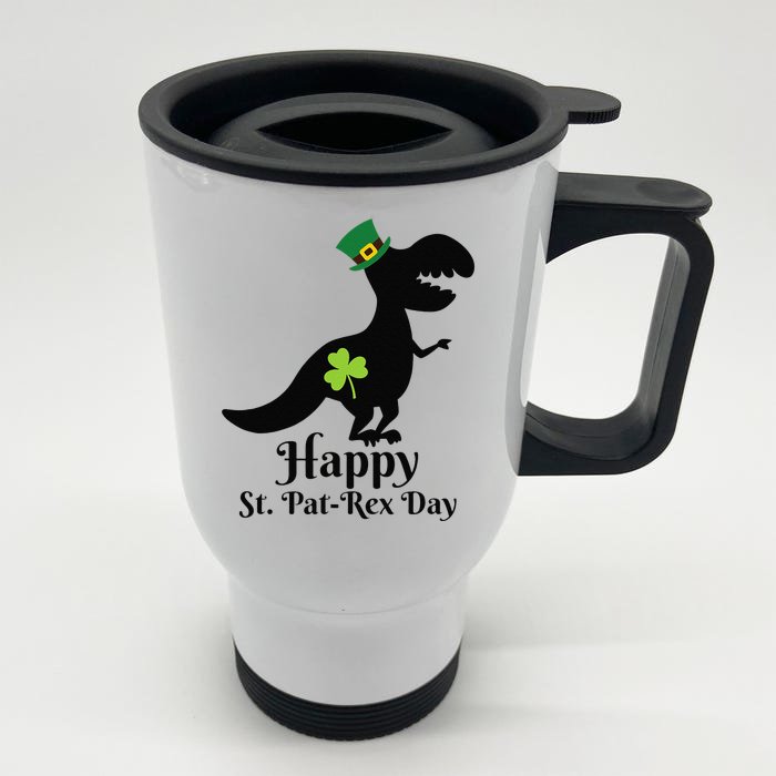 Happy Saint Pat Rex St. Patrick's Day TRex Dinosaur Funny Front & Back Stainless Steel Travel Mug