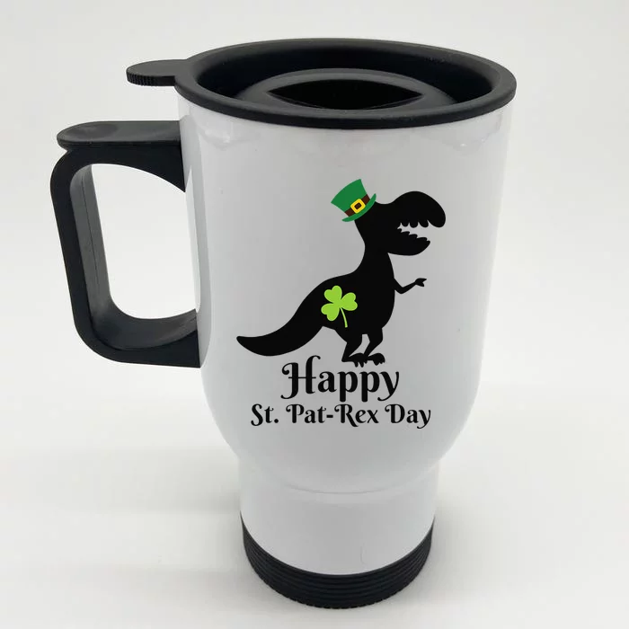 Happy Saint Pat Rex St. Patrick's Day TRex Dinosaur Funny Front & Back Stainless Steel Travel Mug