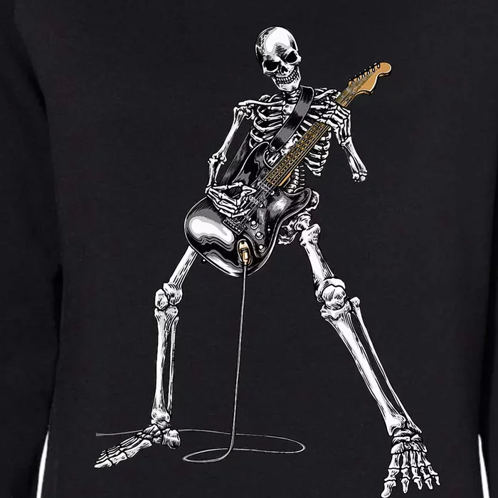 Halloween Skeleton Playing Guitar Rock And Roll Band Tees Womens California Wash Sweatshirt