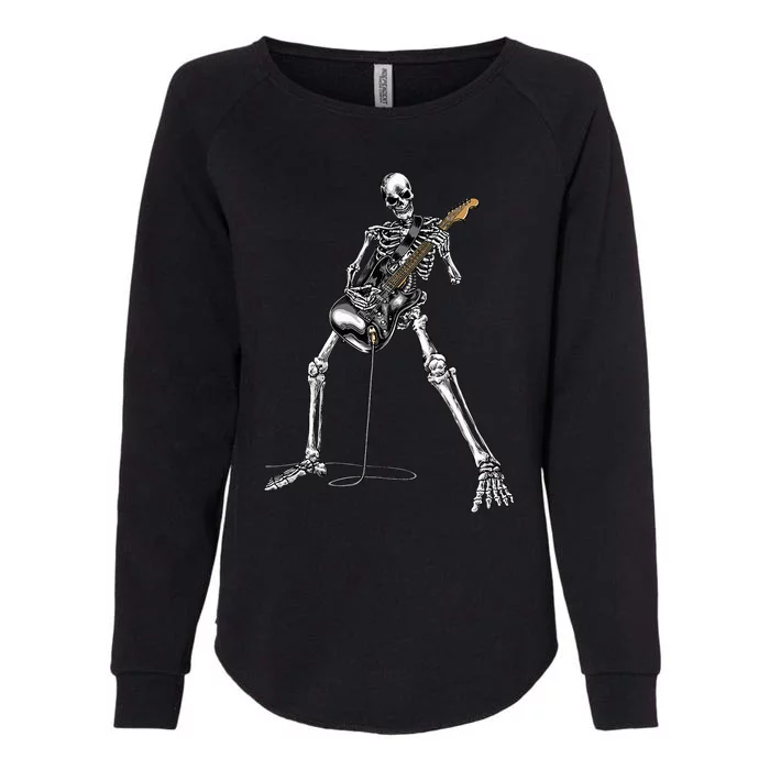 Halloween Skeleton Playing Guitar Rock And Roll Band Tees Womens California Wash Sweatshirt