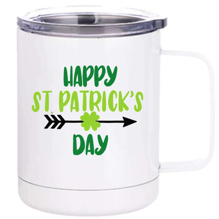 Happy Saint Patrick's Day Lucky Charm Paddy's Day March 17 Front & Back 12oz Stainless Steel Tumbler Cup