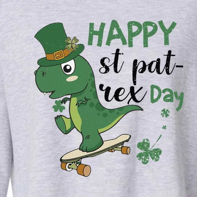 Happy St Pat Rex Day St Patricks Dinosaur Cropped Pullover Crew