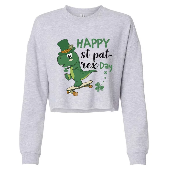 Happy St Pat Rex Day St Patricks Dinosaur Cropped Pullover Crew