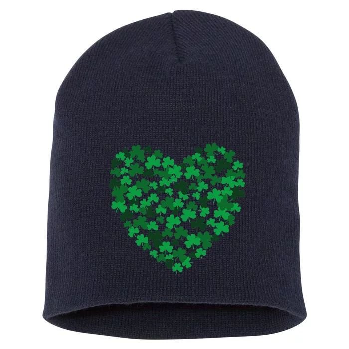 Happy Saint Patrick's Day Shamrock Heart Short Acrylic Beanie