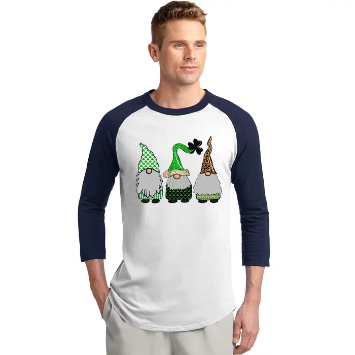 Happy St Patrick's Dayhree Gnomes Shamrock Love Baseball Sleeve Shirt