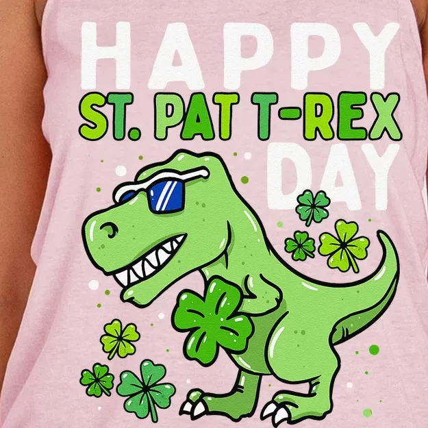 Happy St Pat Trex Day Dino St Patricks Day Women's Knotted Racerback Tank