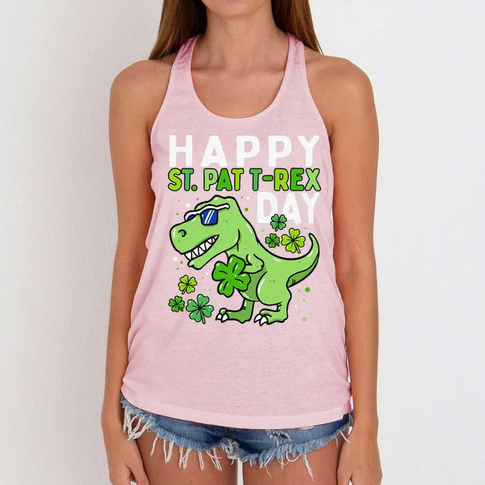 Happy St Pat Trex Day Dino St Patricks Day Women's Knotted Racerback Tank