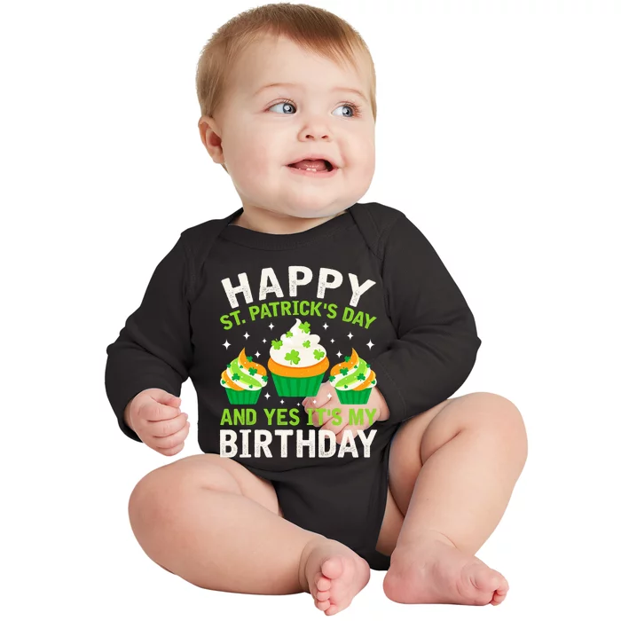 Happy St Patricks Day Birthday Saint Paddys Baby Long Sleeve Bodysuit