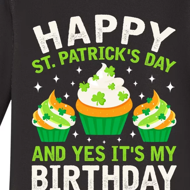 Happy St Patricks Day Birthday Saint Paddys Baby Long Sleeve Bodysuit